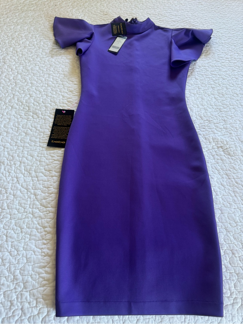 bebe Violet Ruffle Sleeve Midi Dress